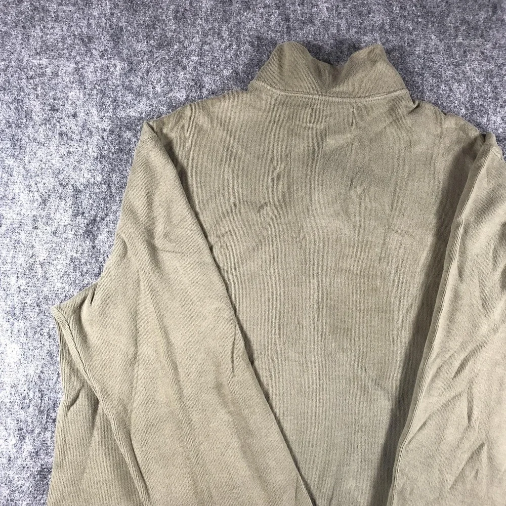 Polo Ralph Lauren Sweater Mens‎ Large Taupe Green 1/4 Zip Mock Neck Cotton